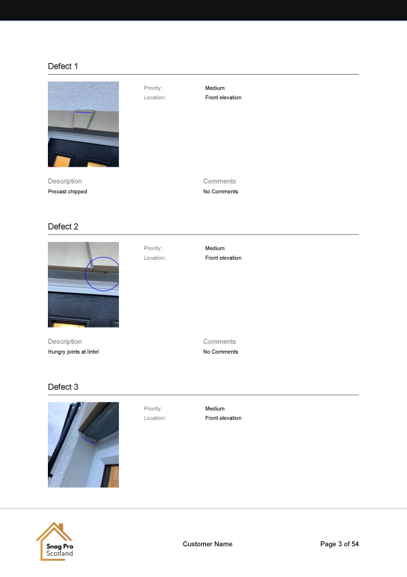 Snag Pro Scotland PDF Report Example Page 2